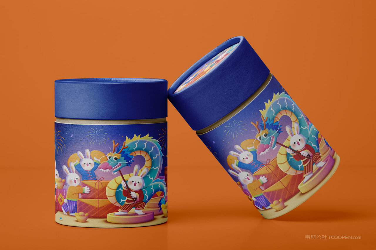 2023兔年纸盒罐新年包装文创品牌样机 (2)