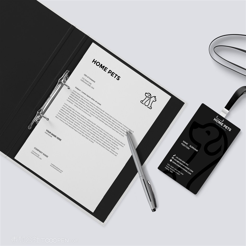 宠物店工作牌文件夹A4文档贴图样机