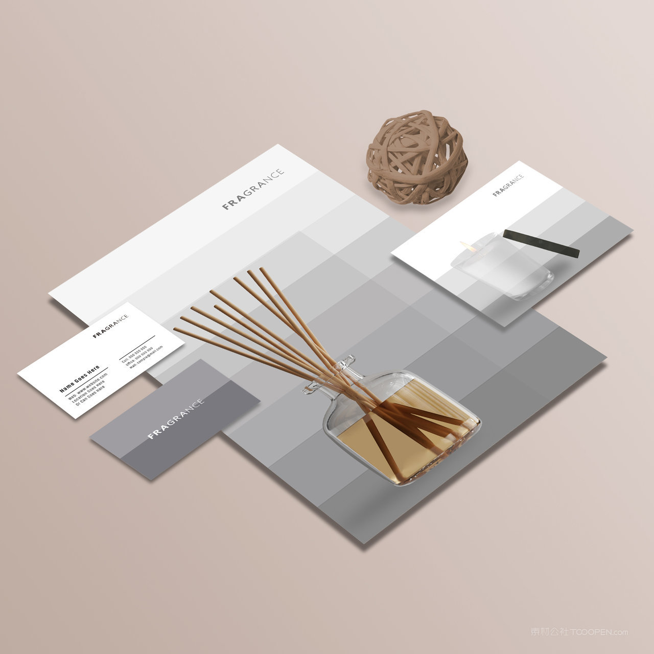 香薰品牌VI宣传单名片卡片贴图样机