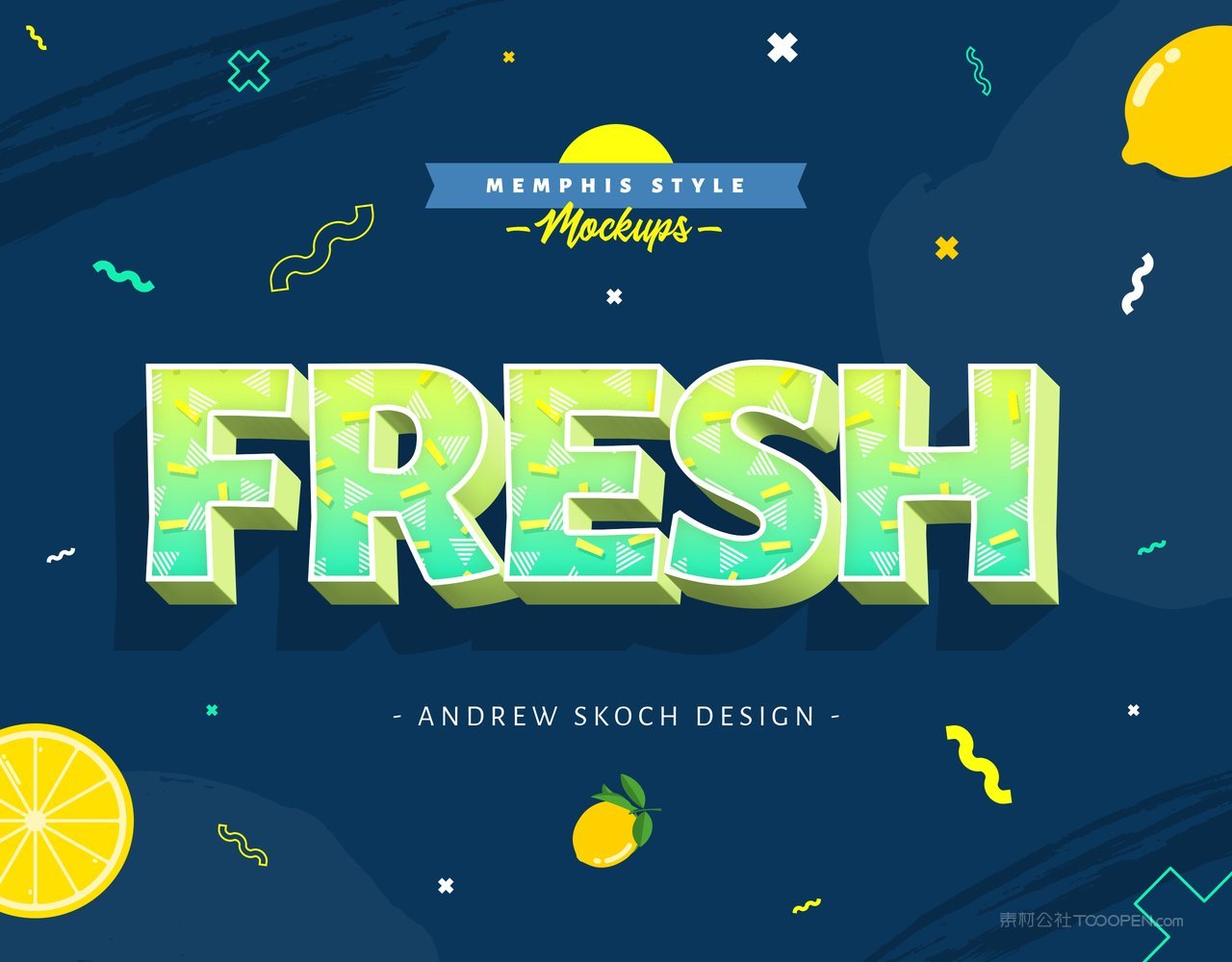 可爱卡通孟菲斯字特效果样机 (6)