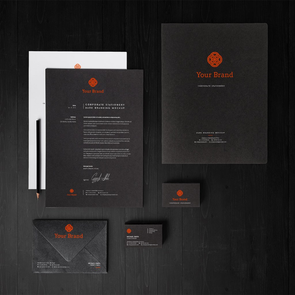 黑色调高档企业vi样机贴图