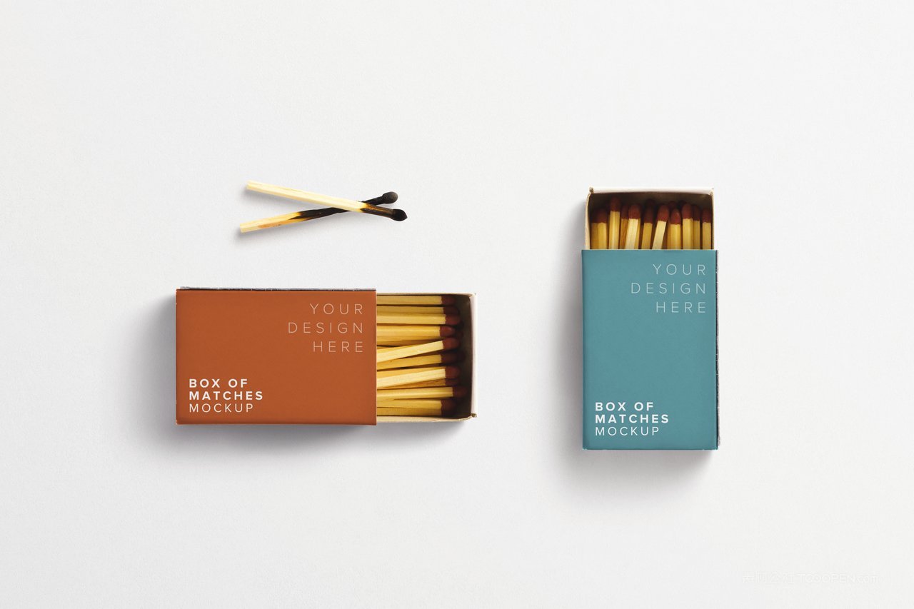 打开的火柴盒样机