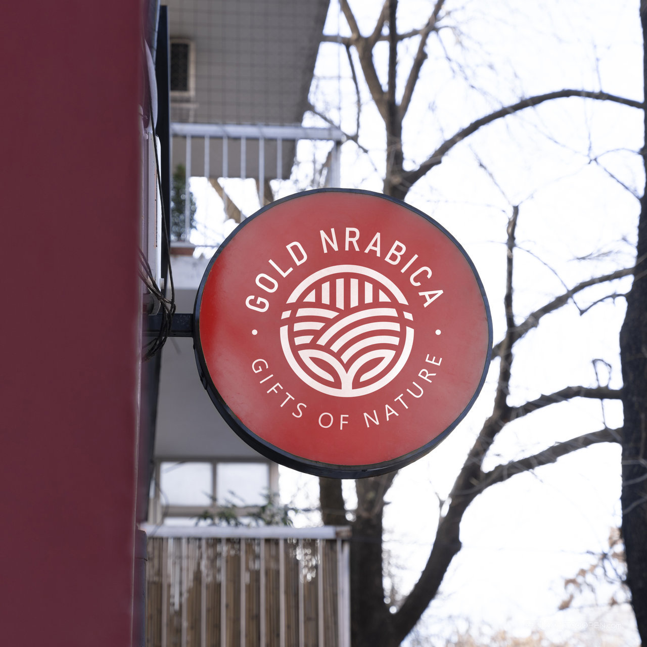 圆形店招贴图样机