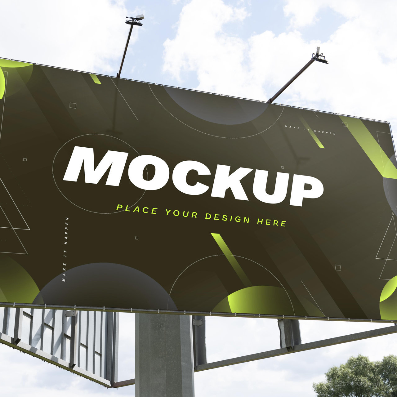 大型户外立柱广告牌贴图样机