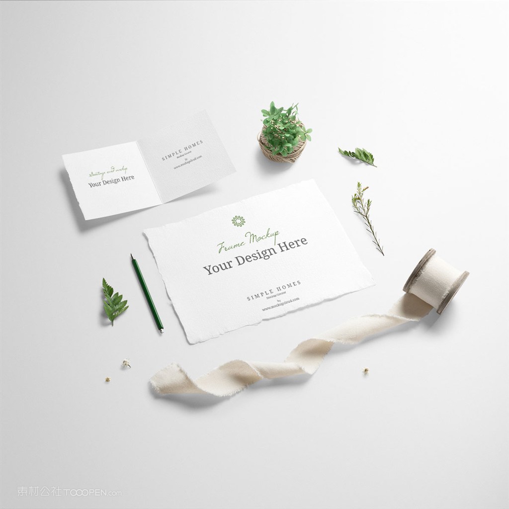 小清新文艺时尚桌面宣传单卡片摆件样机