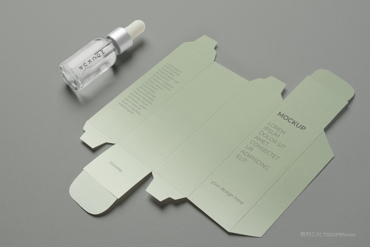 美妆化妆品面霜精华包装盒纸盒展开图样机 (14)