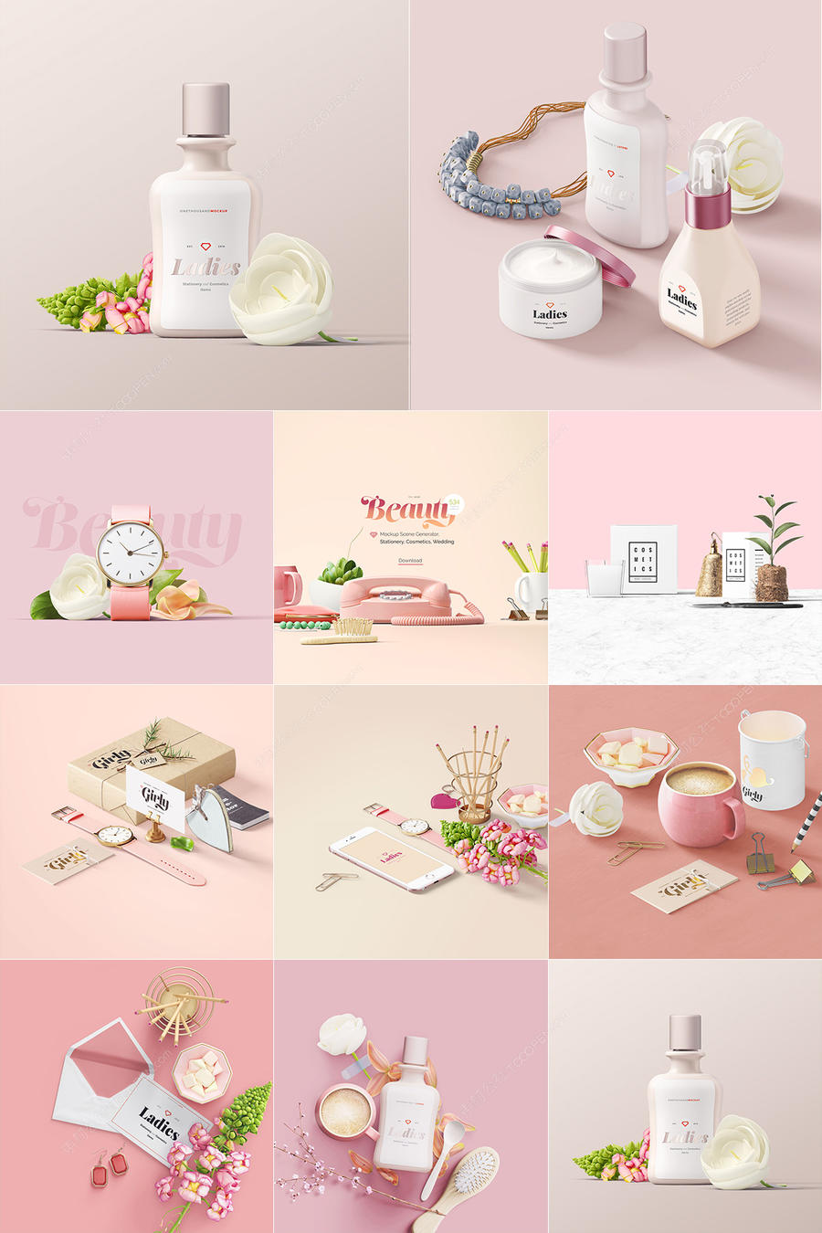 10款时尚化妆品包装设计样机