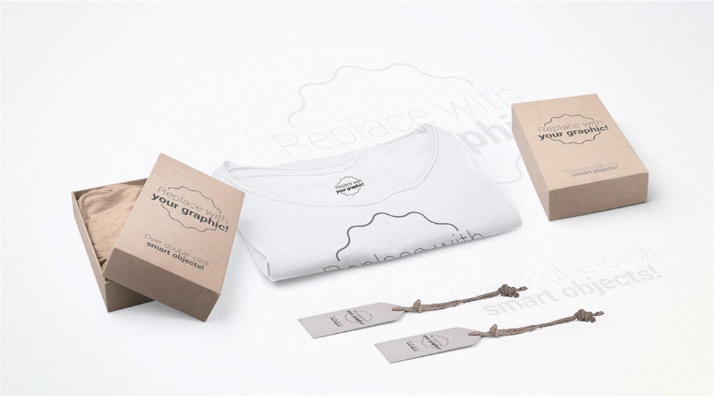 儿童T恤包装盒标签样机