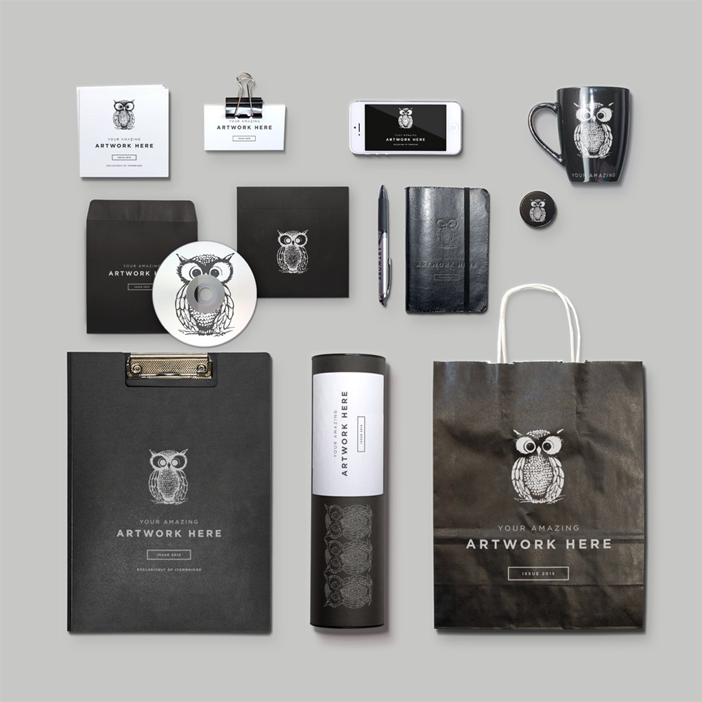 黑色调高档VI设计模板样机