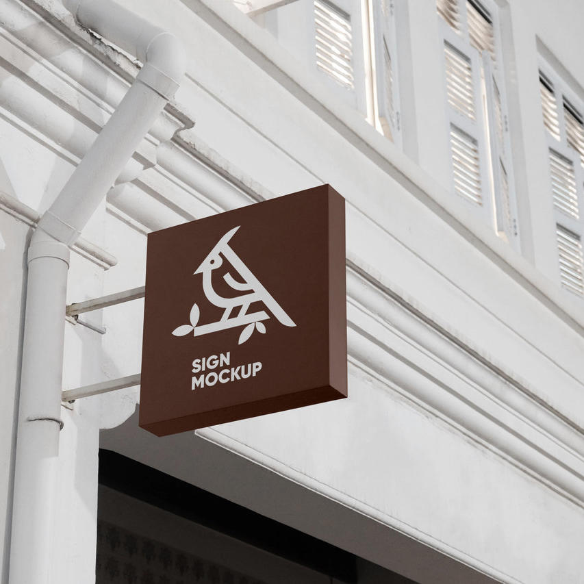 白色墙面店招logo样机