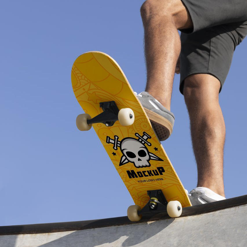 黄色潮流运动双翘滑板模型智能样机  (13)