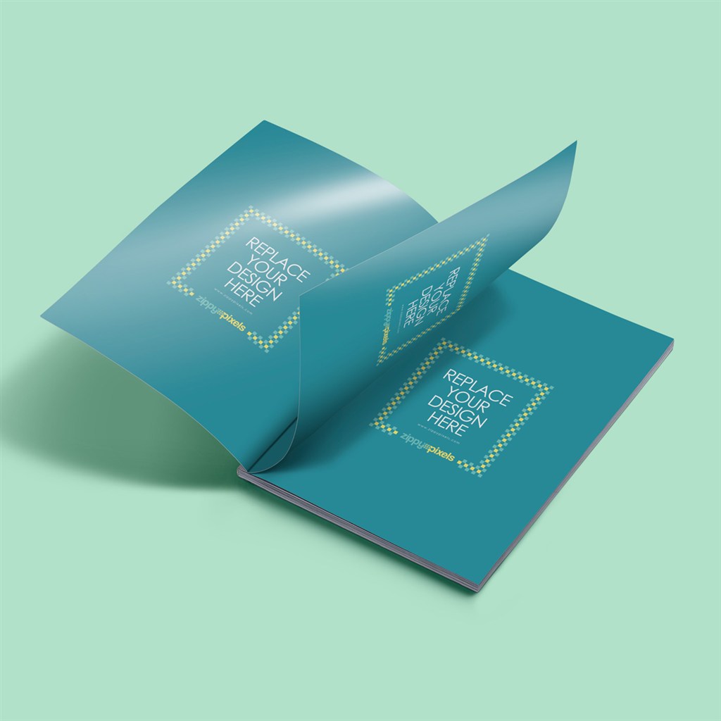 打开的画册样机