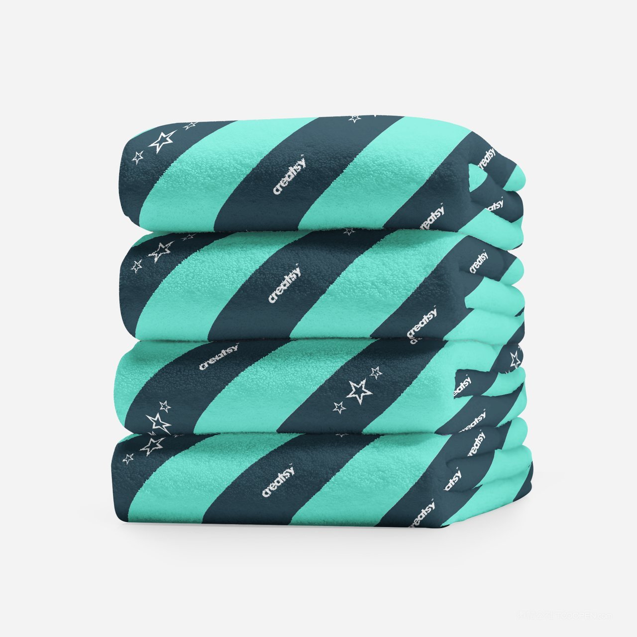 绿色条文毛巾贴图样机 (1)