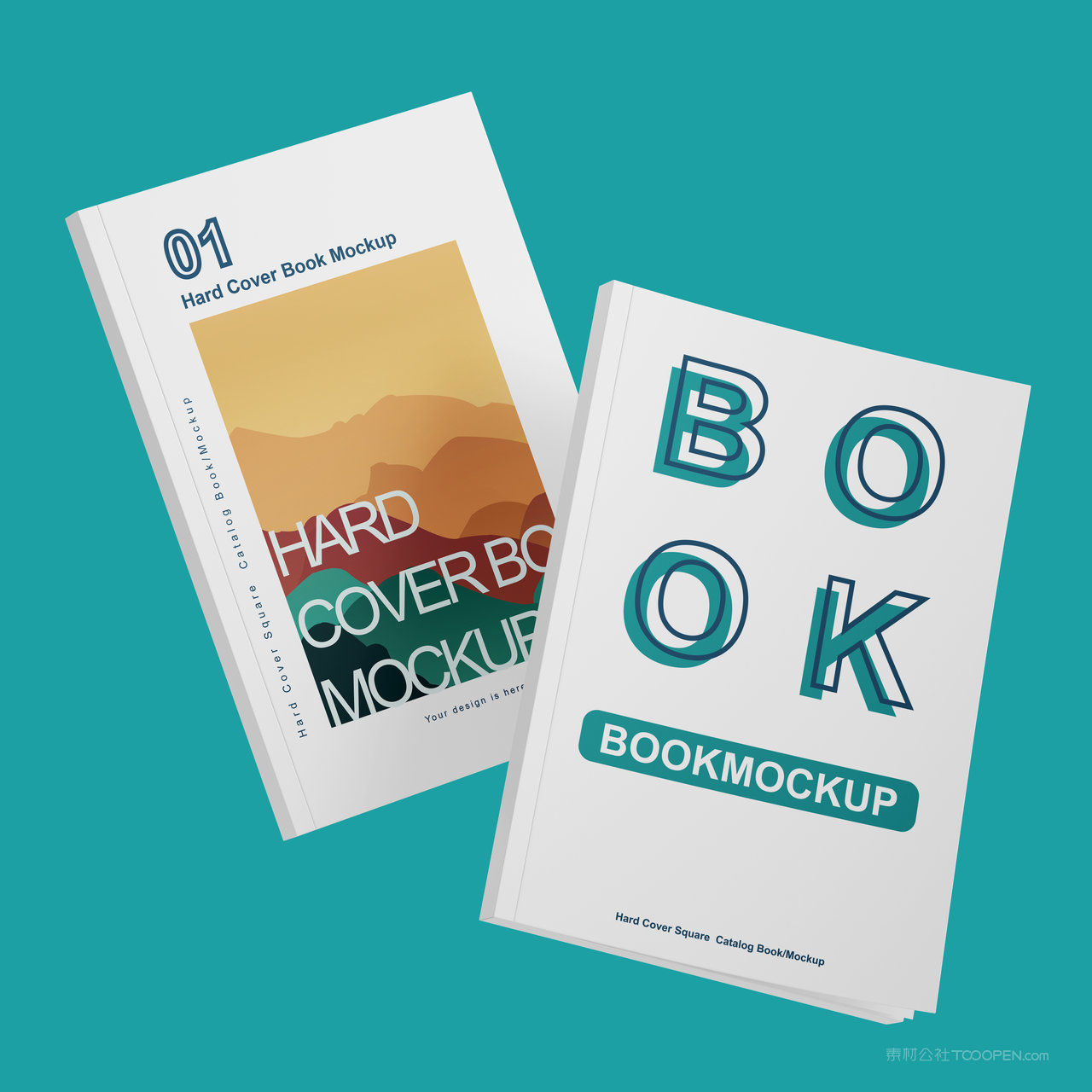 两本悬浮的书籍画册贴图样机