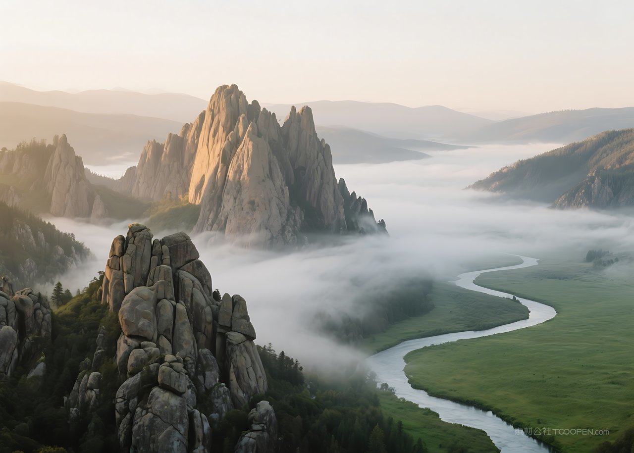 唯美高清天空山水河流自然景观风景山峰
