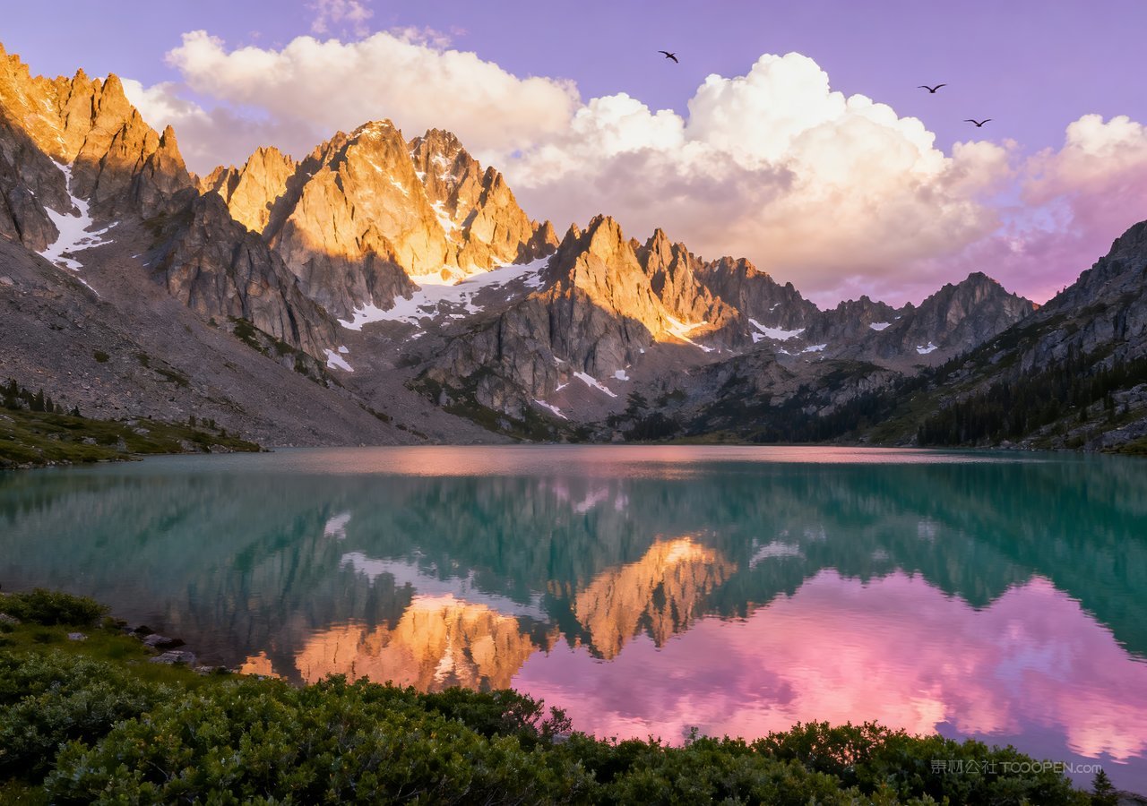 湖泊天空唯美群山山峰风景山水