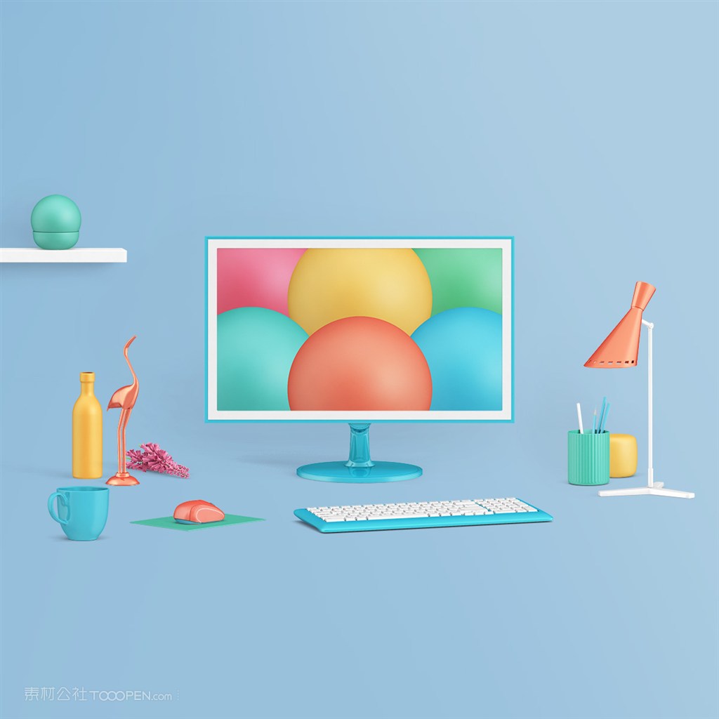 婴幼儿品牌vi桌面电脑样机素材