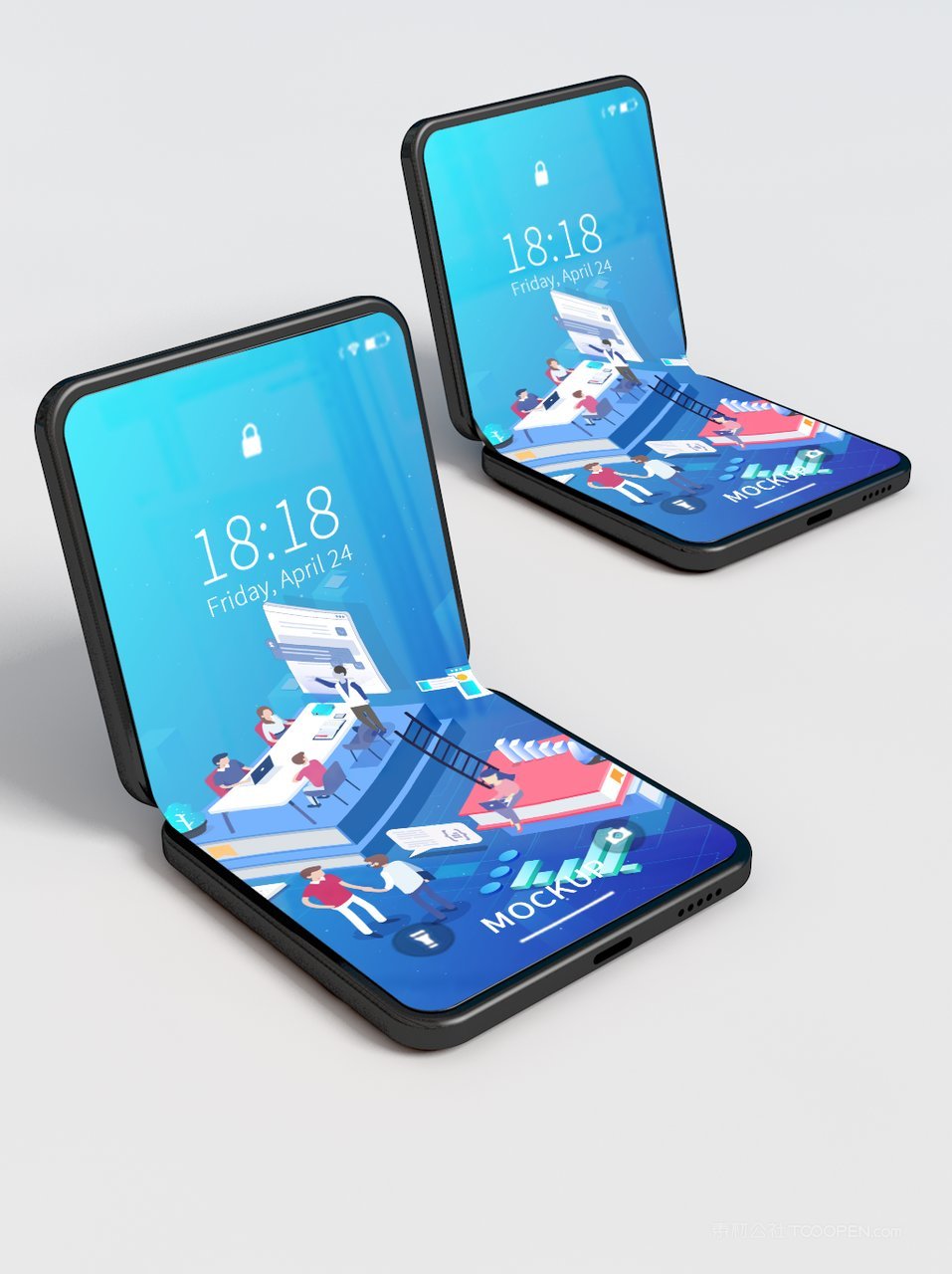 幻彩蓝色手机屏app界面ui样机 (11)