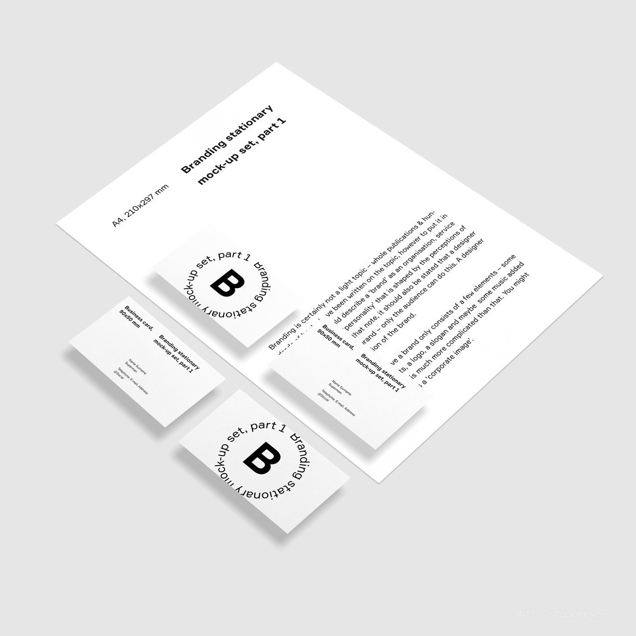 极简企业vi名片A4文档贴图样机