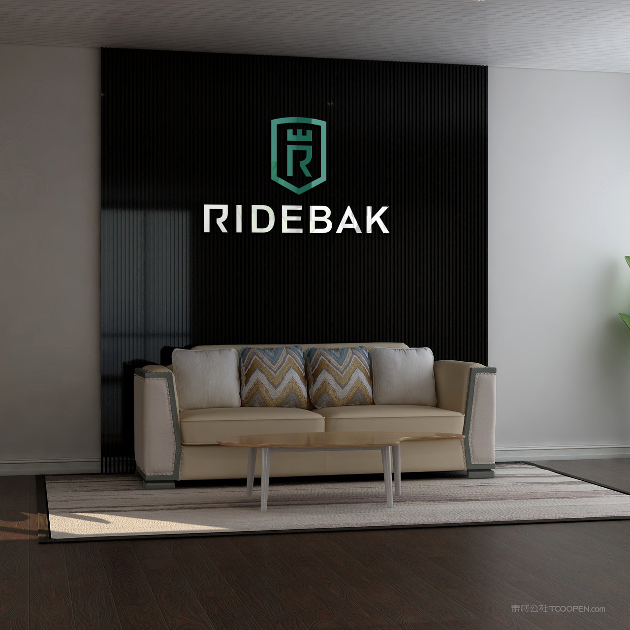 沙发背景墙形象墙logo贴图样机