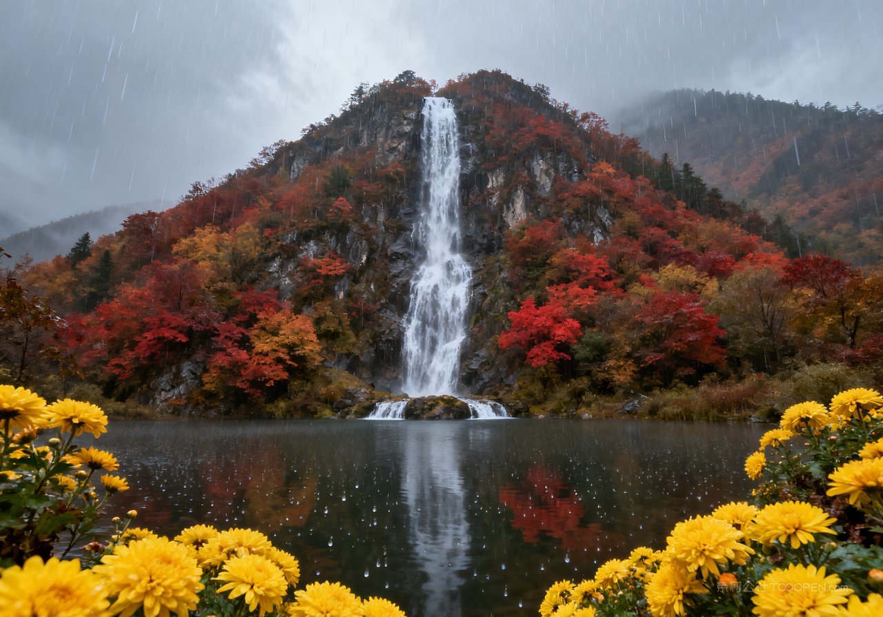 山水天空山峰青山唯美湖泊秋天意境