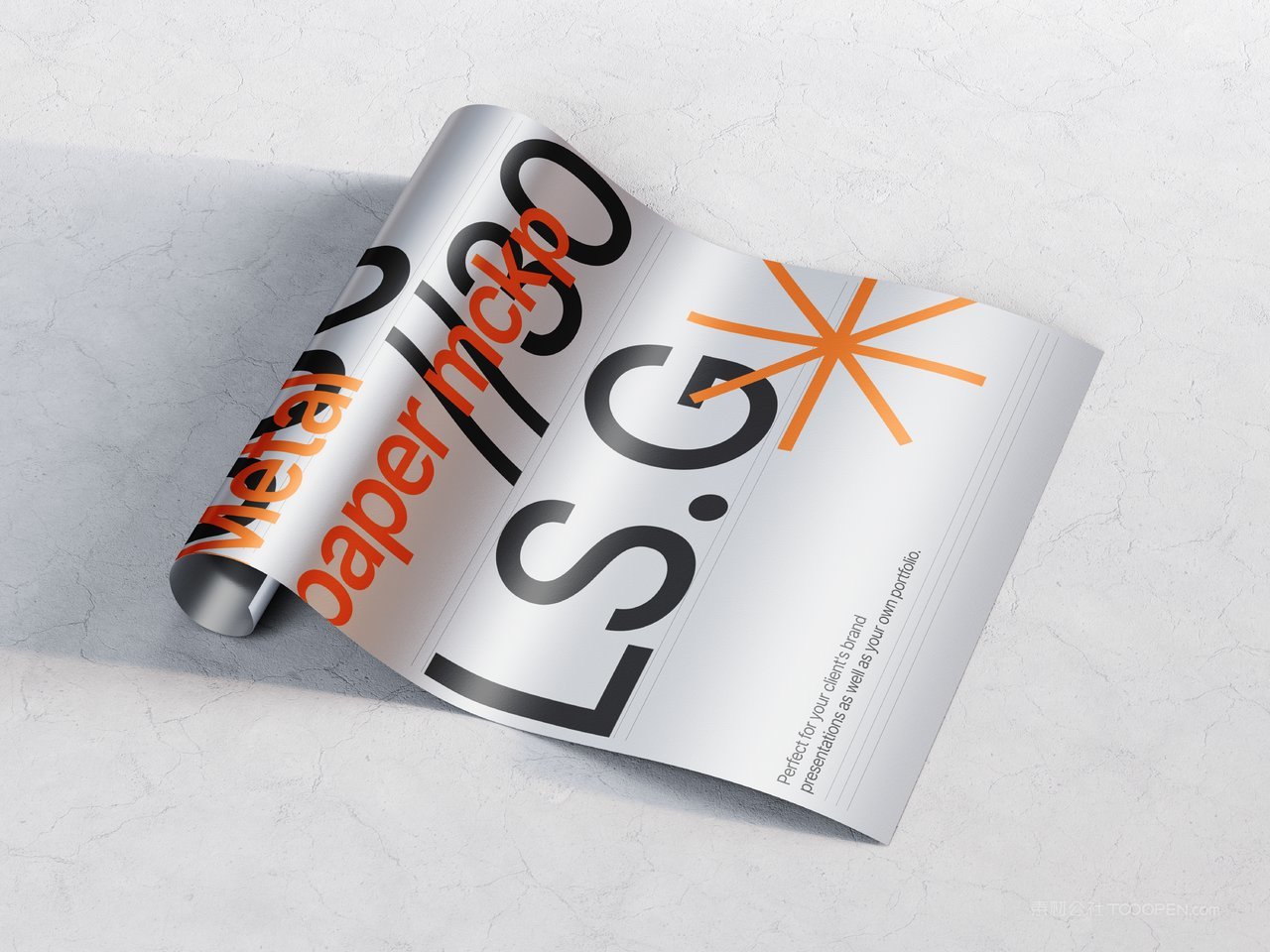 金属质感扭曲单页海报展示样机 (1)