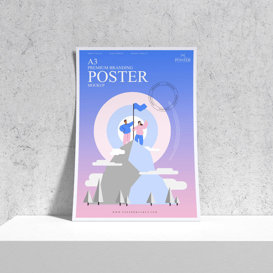 站立弯曲海报样机