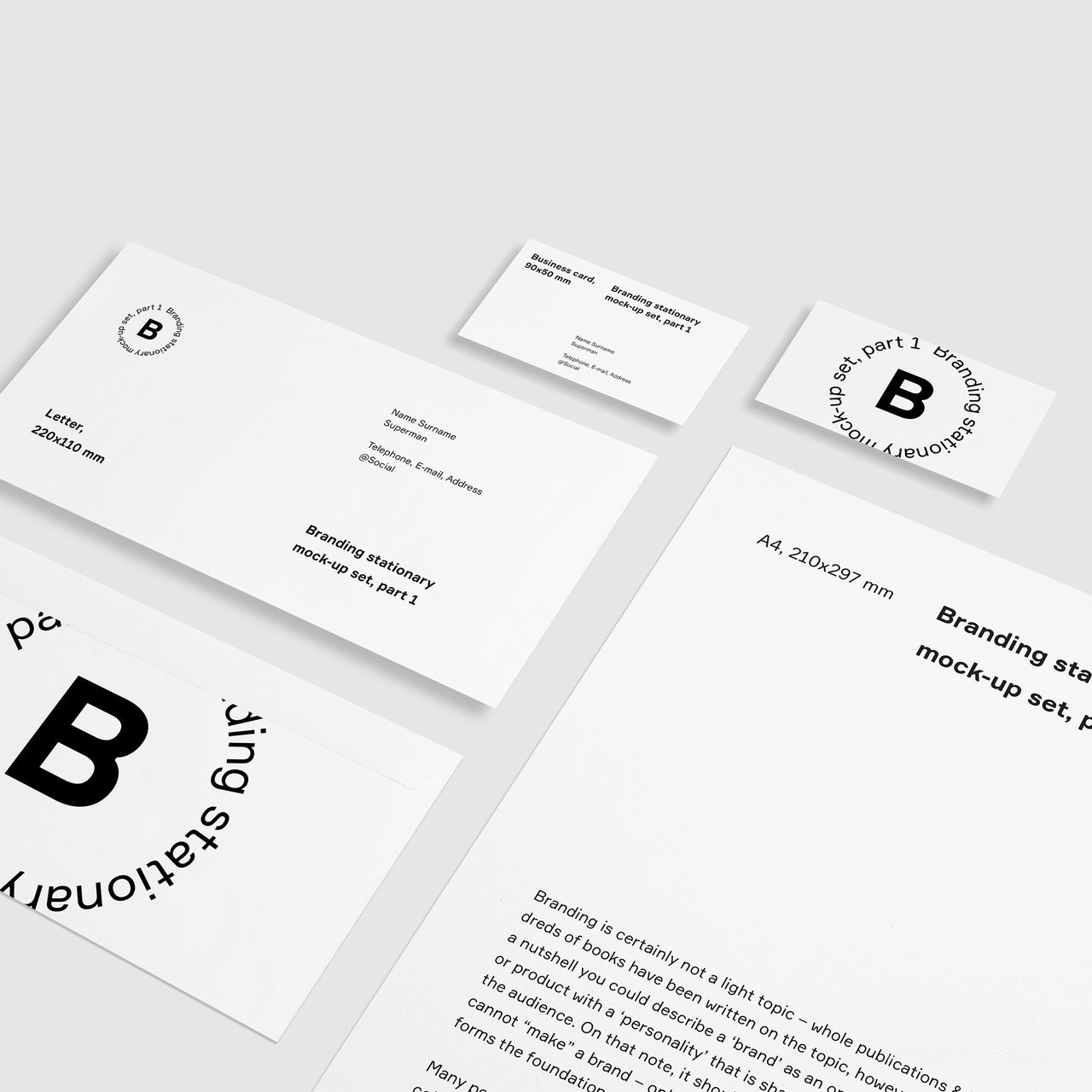 极简企业vi名片信封A4文档贴图样机