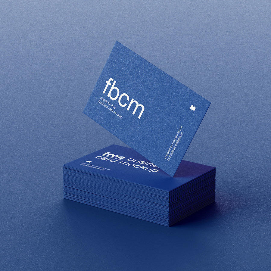 简约蓝色商务名片样机