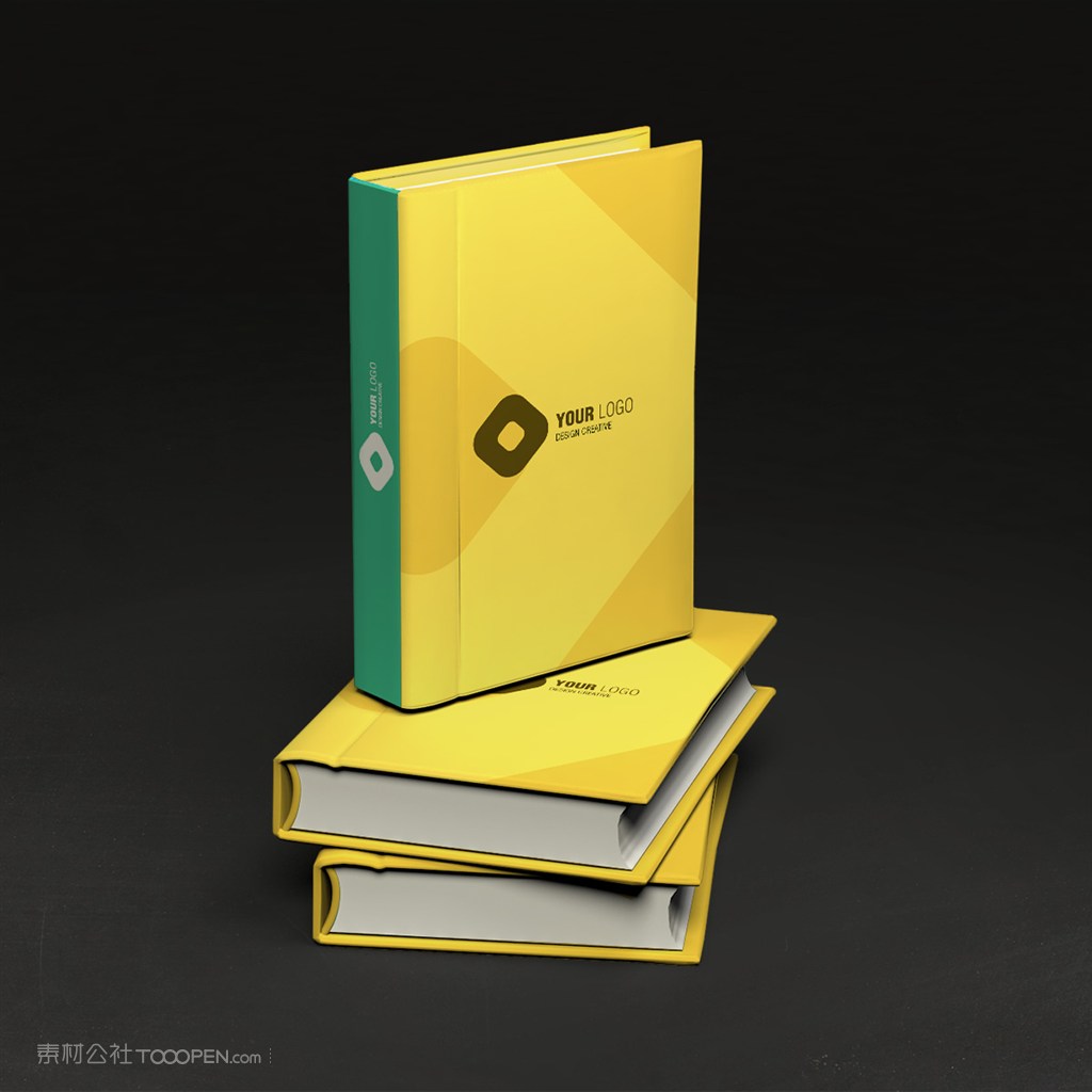 黄色调企业vi书本样机模板