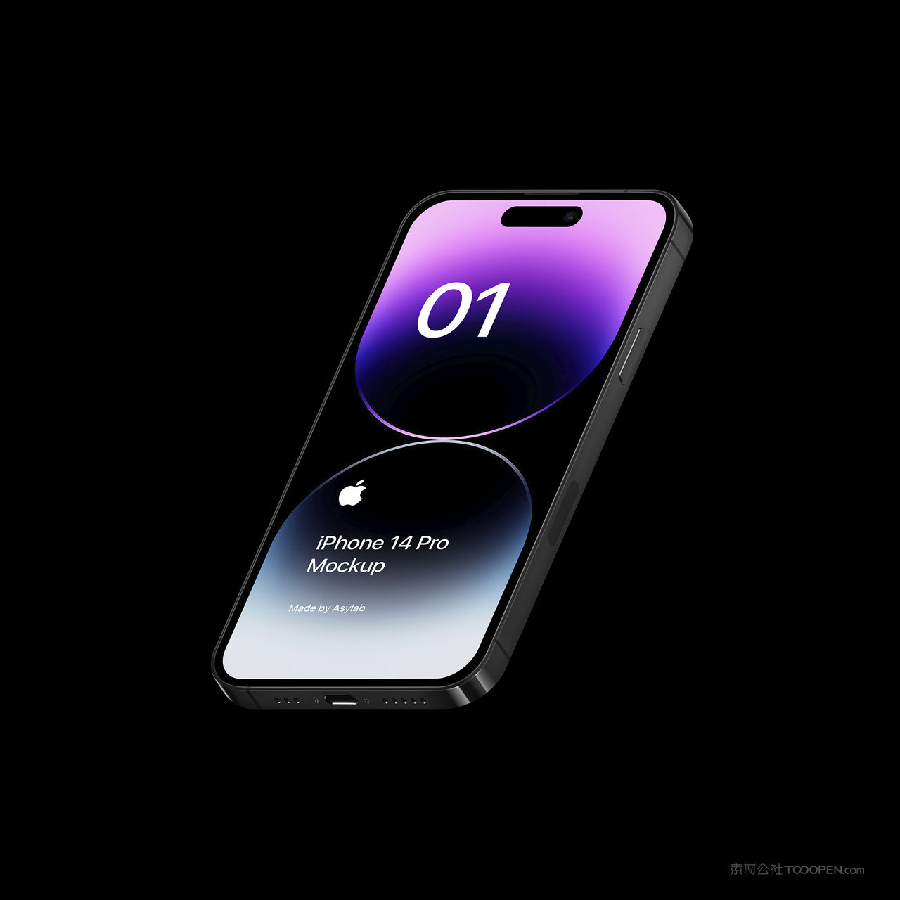 黑色背景苹果手机iPhone14Pro贴图样机