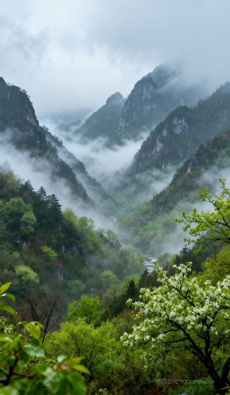 春天天空唯美风景山水意境自然河流山峰