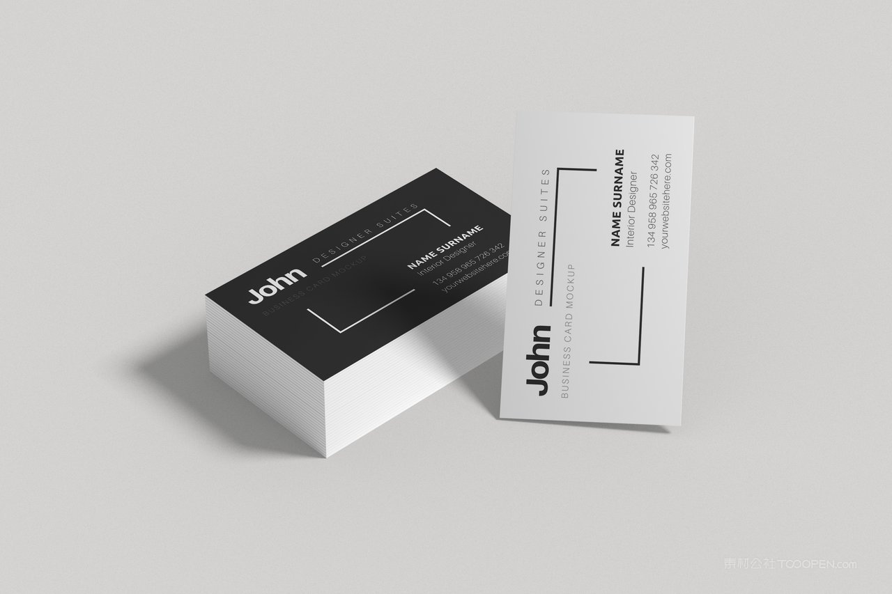 黑白商务名片光影场景样机
