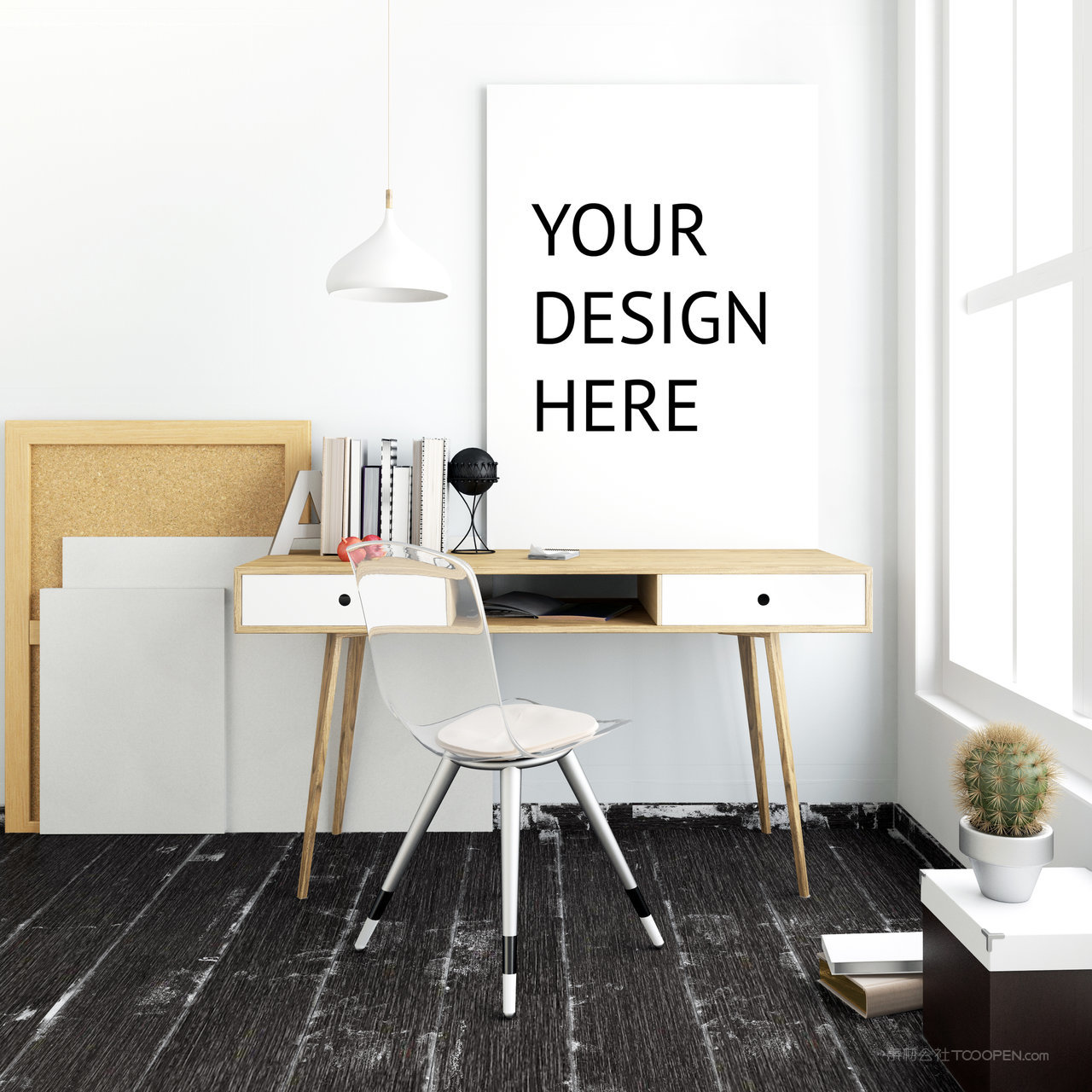 简洁书房画框海报样机