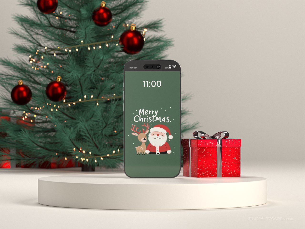 手机与圣诞主题样机