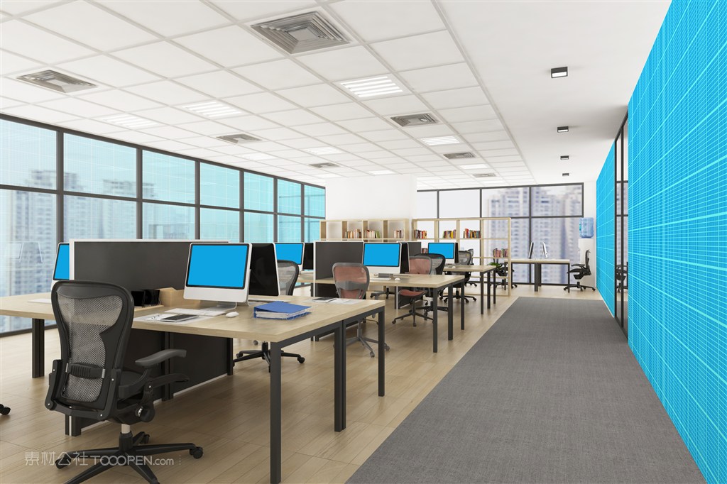 公司企业前台形象墙室内贴图样机设计模板效果VI素材PSD分层