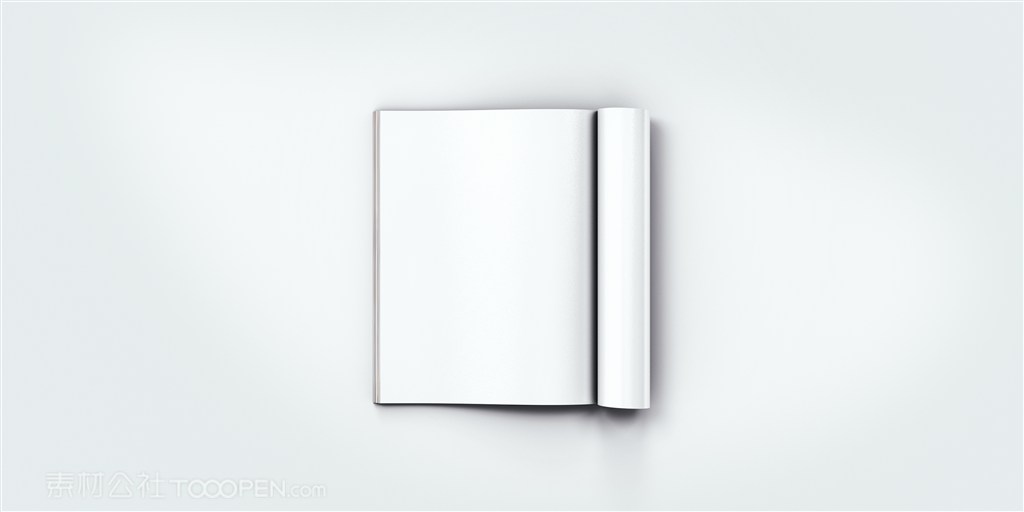 打开的卷页空白书本样机