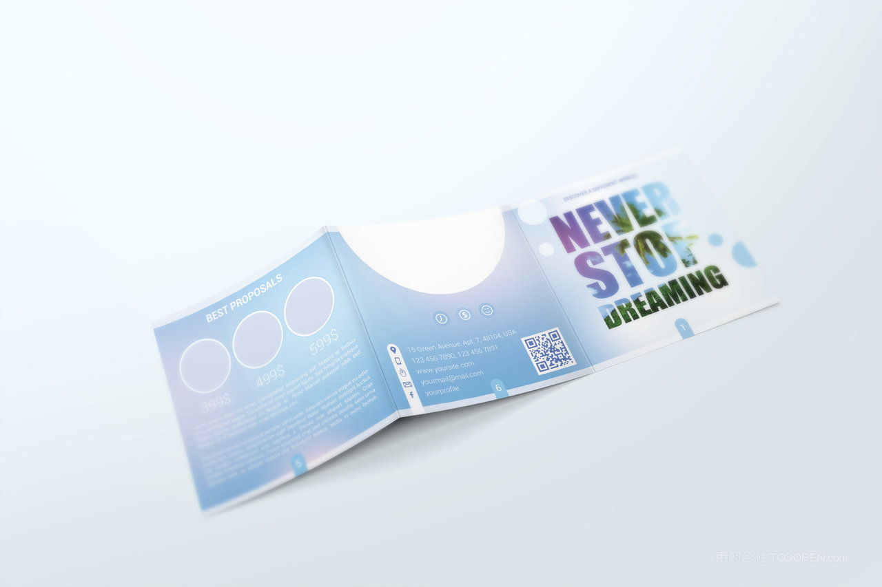 方形三折页样机