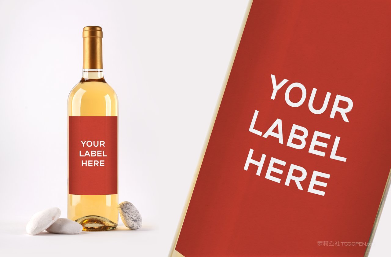 红色香槟红酒瓶装包装样机 (1)