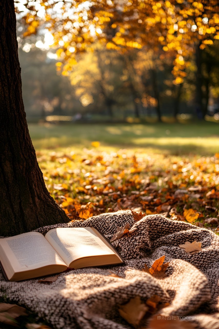 秋日树下阅读时光