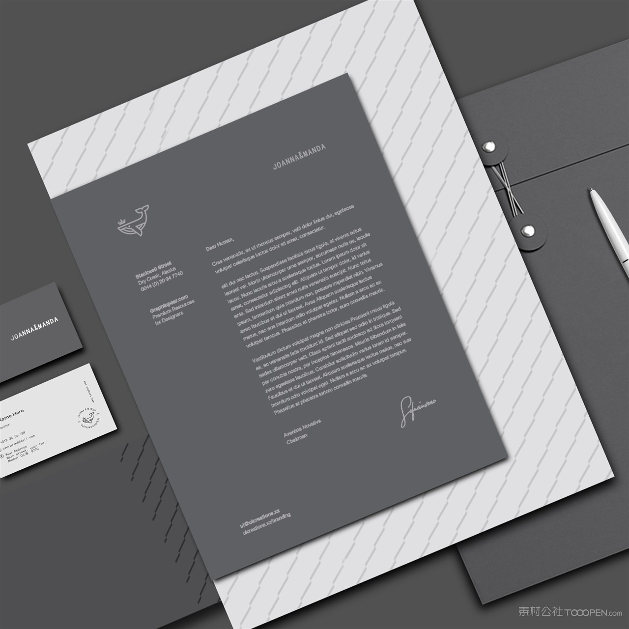 服装品牌VI文档文件袋名片样机