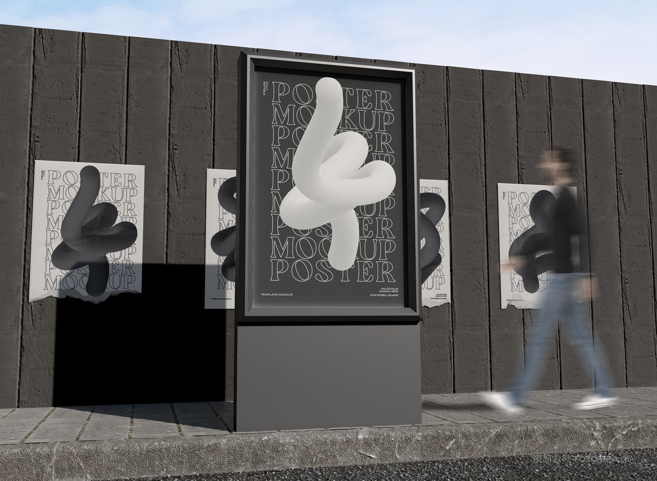 户外沿街海报宣传单样机 (5)