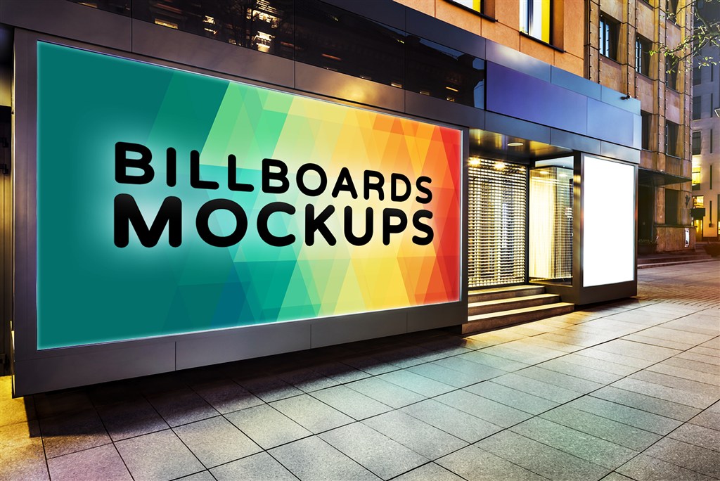 街头户外T牌灯箱广告牌样机图片下载