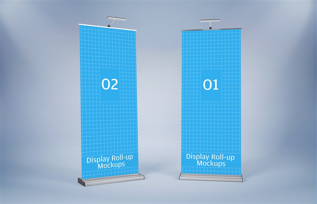 带灯易拉宝展架海报样机