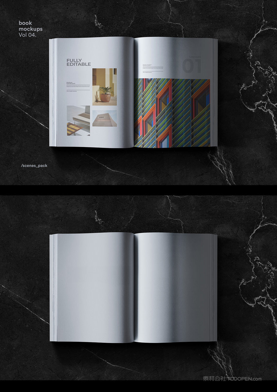 翻开的多页书本照片场景样机 (6)