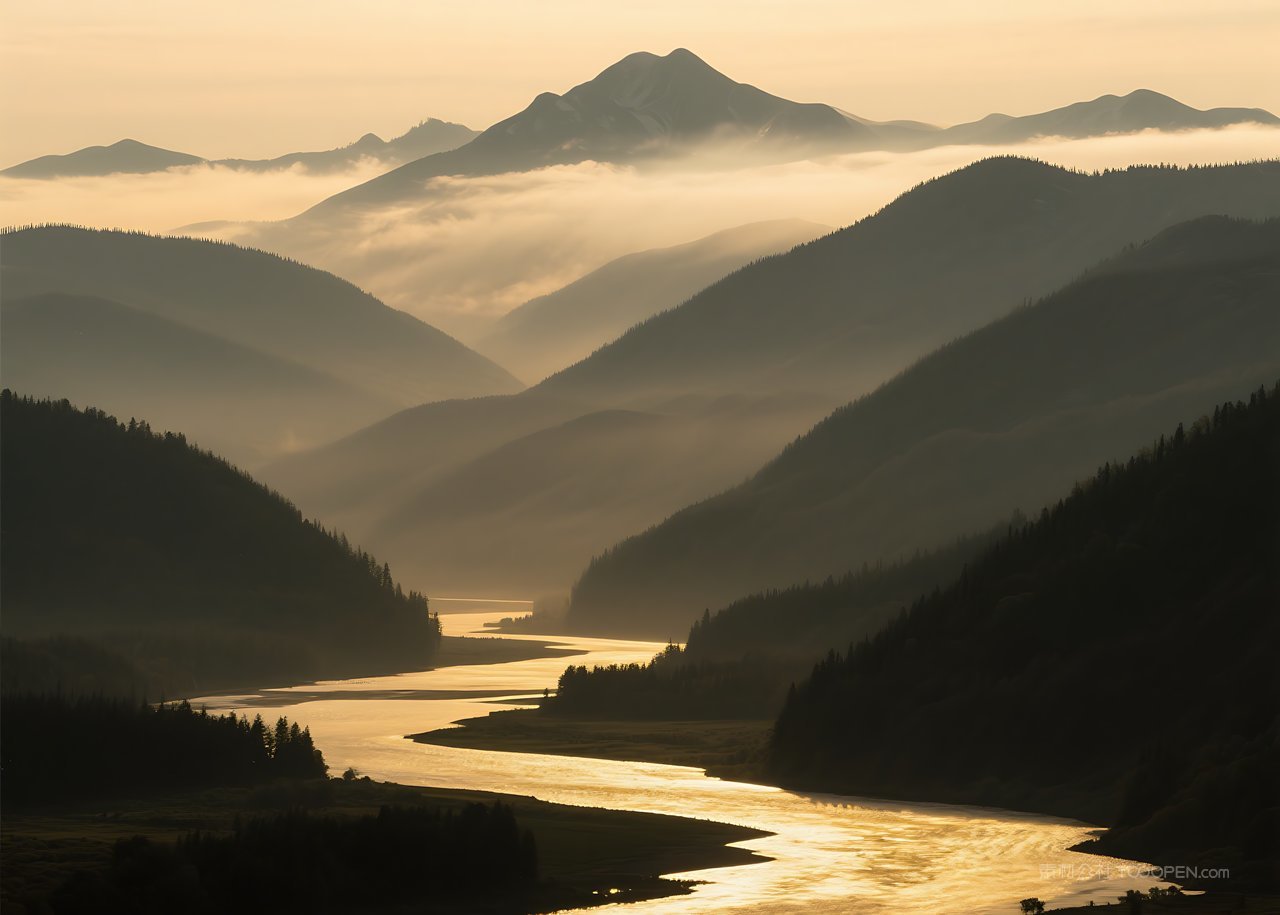 景观唯美风景天空高清山水河流山峰自然