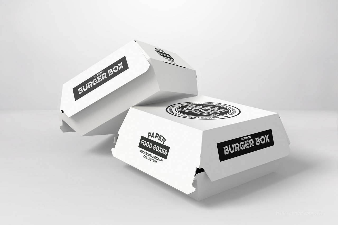 汉堡包纸质包装盒品牌食品纸质包装贴图样机 (2)