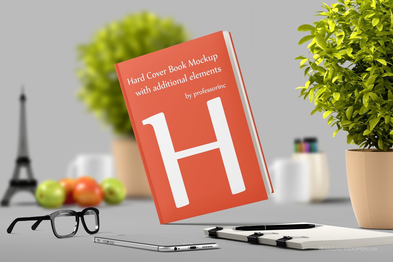 创意硬壳厚厚的书本书籍场景样机 (19)