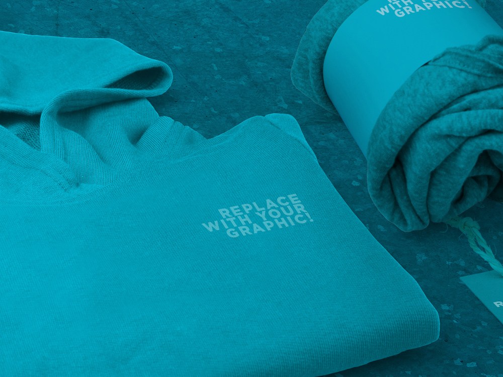 蓝色连帽衫包装标签样机