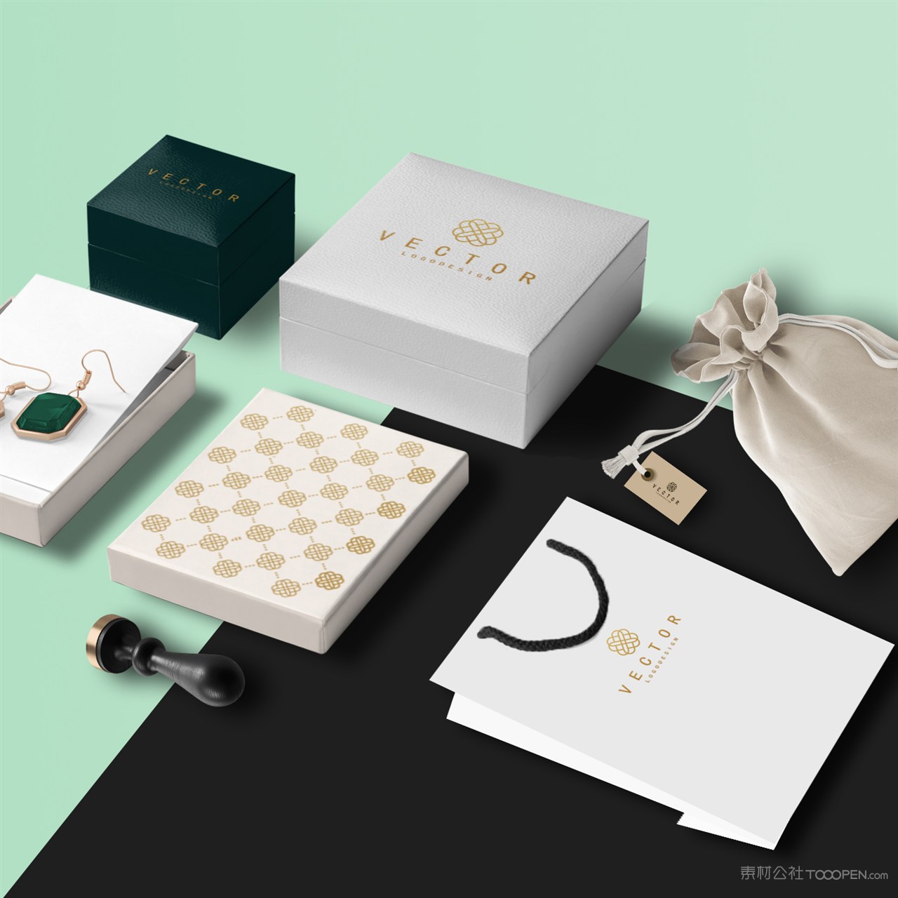 饰品手提袋包装盒布袋珠宝店vi贴图样机